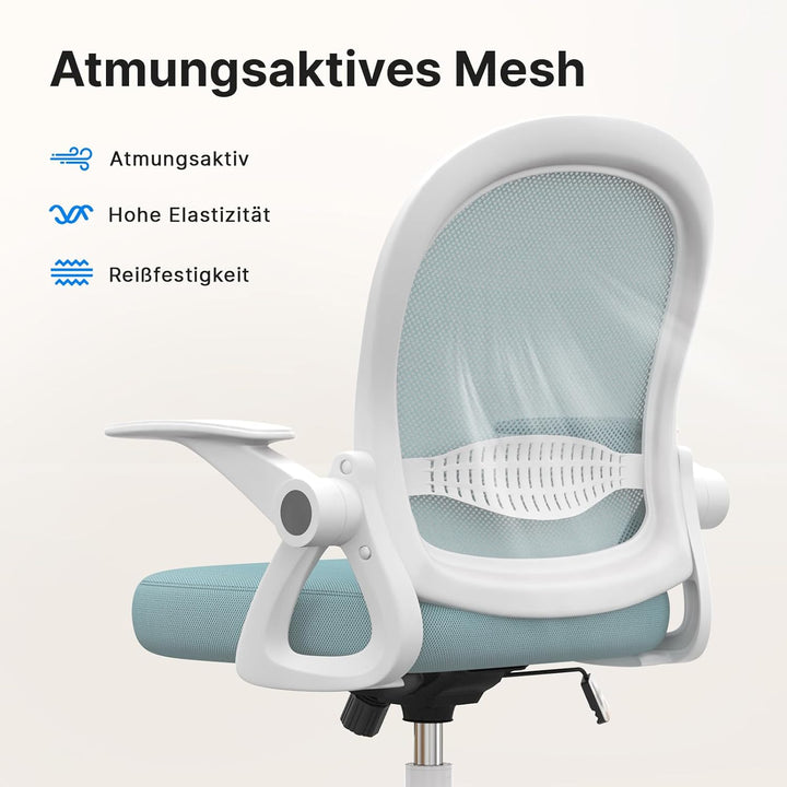 naspaluro Bürostuhl, Ergonomischer Schreibtischstuhl mit Atmungsaktiv Netzbespannung, Hochklappbare