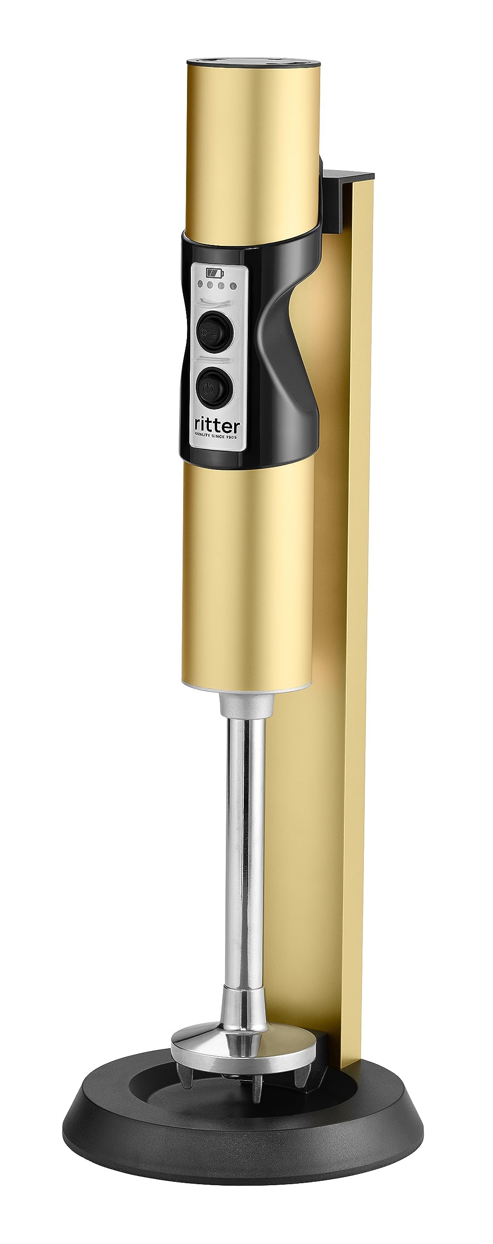 ritter stilo 7 Plus kabelloser Stabmixer, Pürierstab mit Akku aus Vollmetall, Made in Germany, Gold