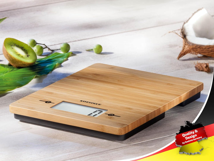 Soehnle Bamboo, digitale Küchenwaage, hochwertige und natürliche Haushaltswaage aus echtem Bambus, e