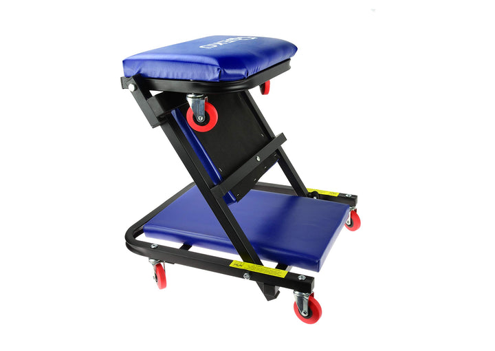 Werkstatt Rollbrett - 2 in 1 Klappbare Werkstattliege, Werkstatthocker, Montageliege - 6 Räder - Max