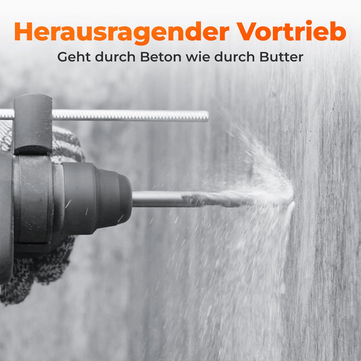 BAUBECK SDS Plus Bohrer Set für Beton [7tlg - Ø6-14 &amp; 160mm lang] 4 Schneiden - Langlebige Betonbohr