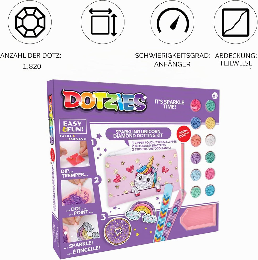 DIAMOND DOTZ DOTZIES 2593233 Original 5D Diamond Painting Set, Einhornbaby, DIY Kreativ-Mal-Kit für