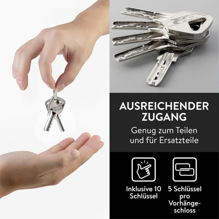 H&S 2er Pack Vorhängeschloss mit Schlüssel - 60mm Schloss Set mit 5 Schlüsseln - 2er Set Robustes Lo