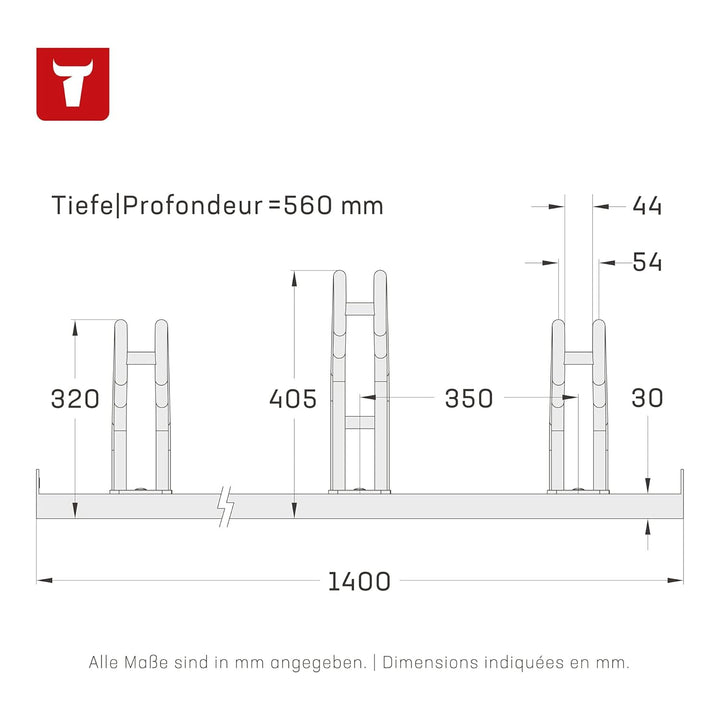 STIER Fahrradständer, für 4 Räder, feuerverzinkte Stahlkonstruktion, Bügelparker, auch für Mountainb