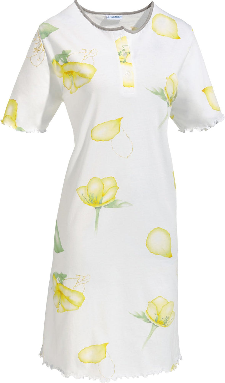 Erwin Müller Damen-Nachthemd, Nachtkleid, Nachtwäsche Single-Jersey Blumen - mit Rundhalsausschnitt