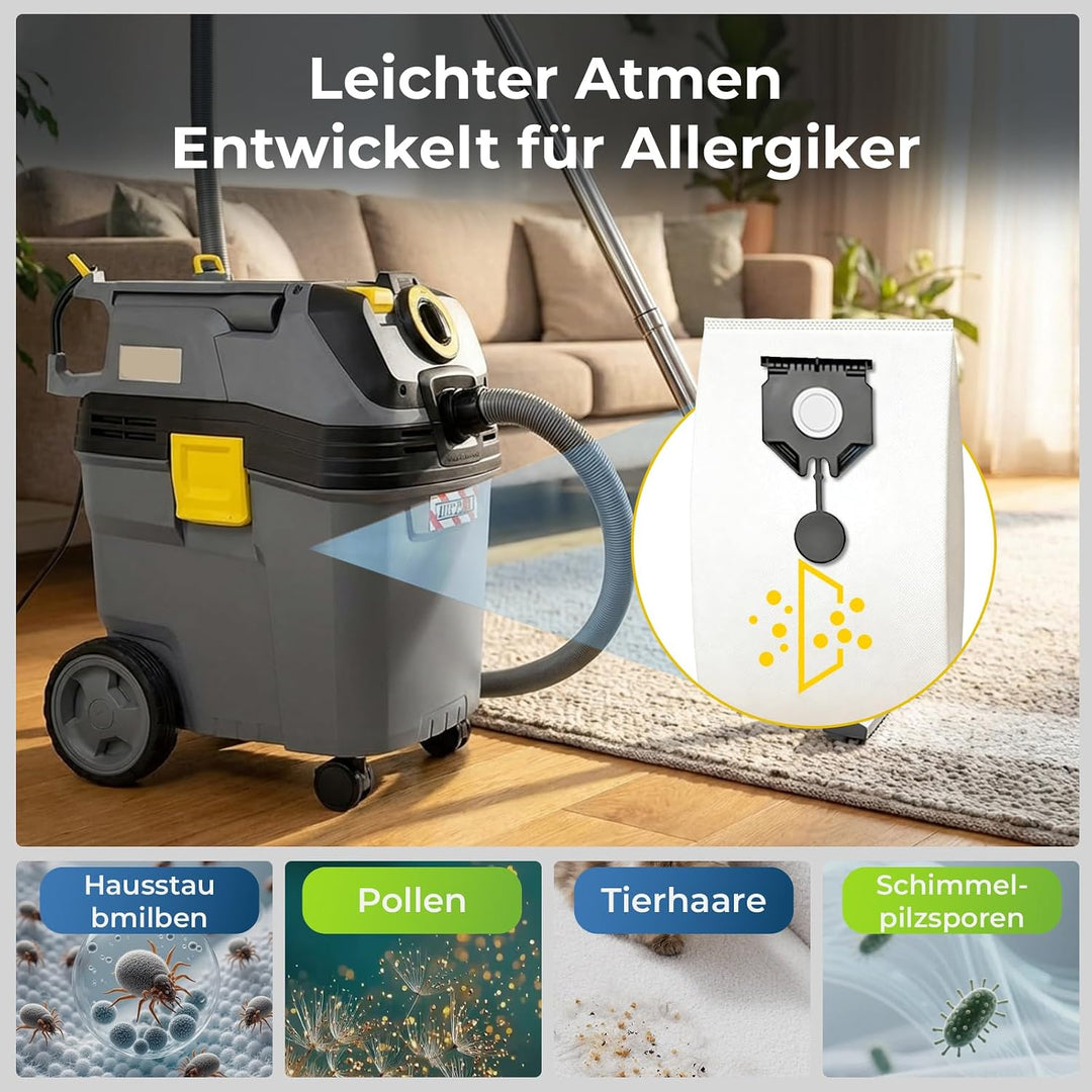 10 Staubsaugerbeutel Kompatibel mit Kärcher NT 30/1,NT 40/1 Staubsauger Nt30/1,nt40/1, Nt30/1,nt40/1