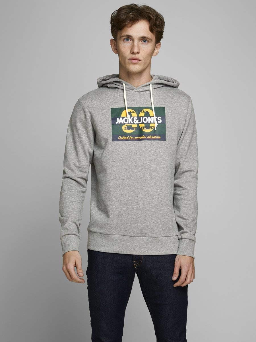 JACK & JONES Damen Jortonni Sweat Hood STS Pullover XXL Light Grey Melange/Print:reg ´90, XXL Light
