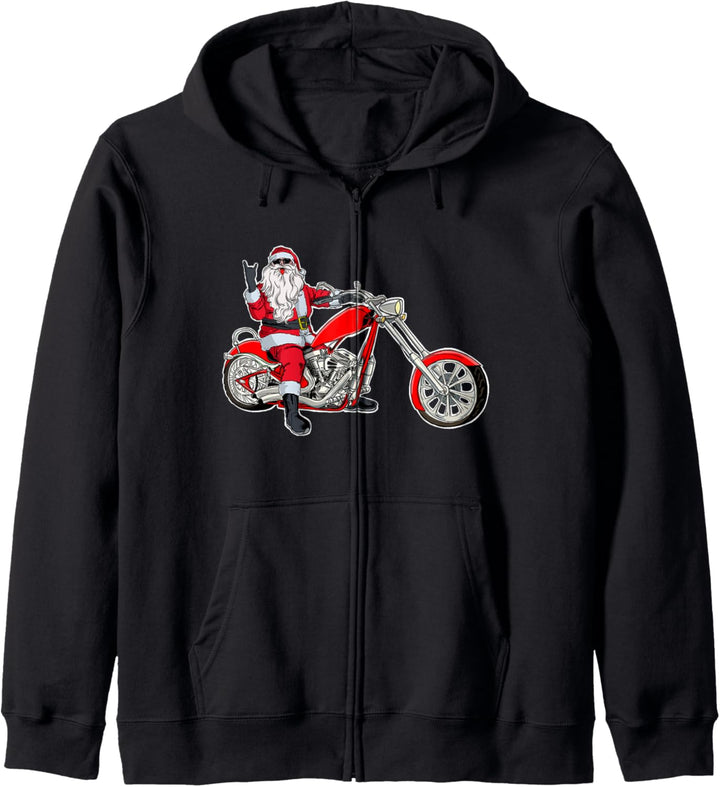 Metal Santa funny Santa Claus Riding a Motorcycle Kapuzenjacke