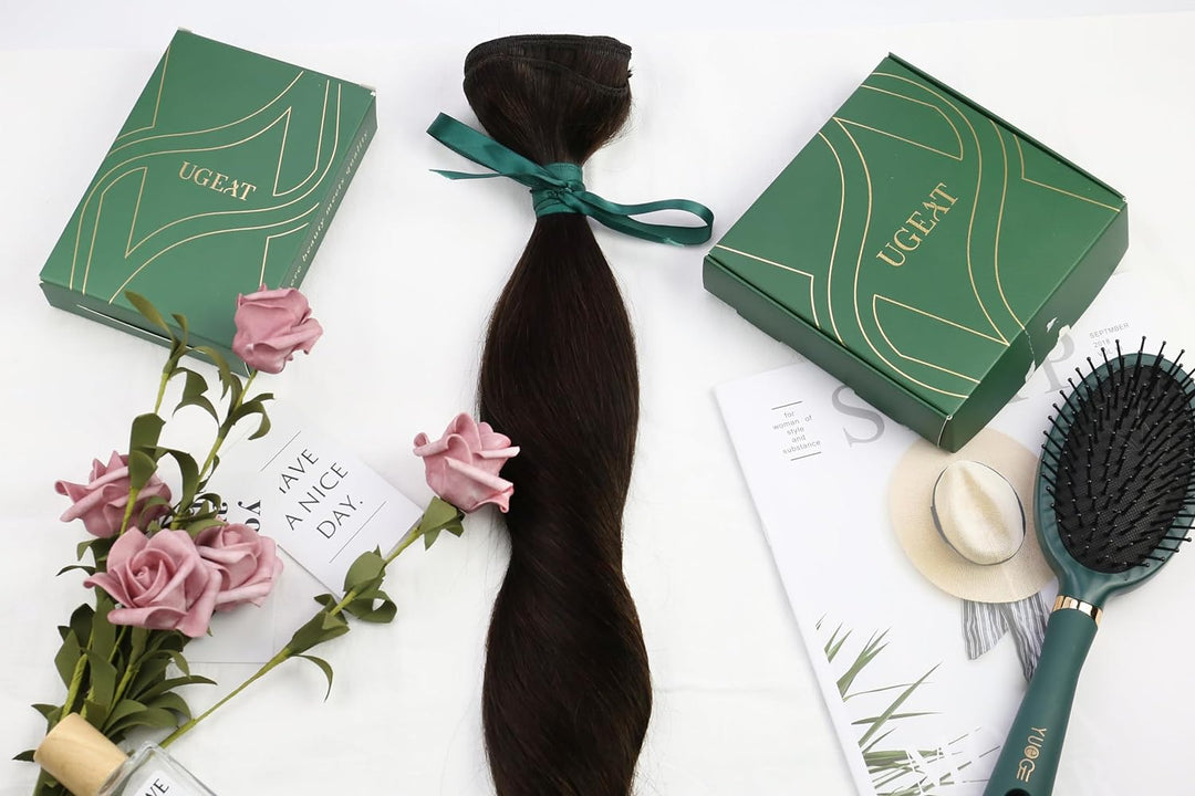 Ugeat Clip in Extensions Echthaar Dick 120 Gramm Haarverlängerung Mit Clips Doppelt Tressen 55cm Far