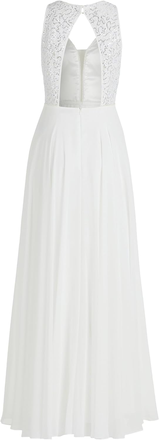 Vera Mont Damen Abendkleid mit Pailletten 42 Offwhite, 42 Offwhite