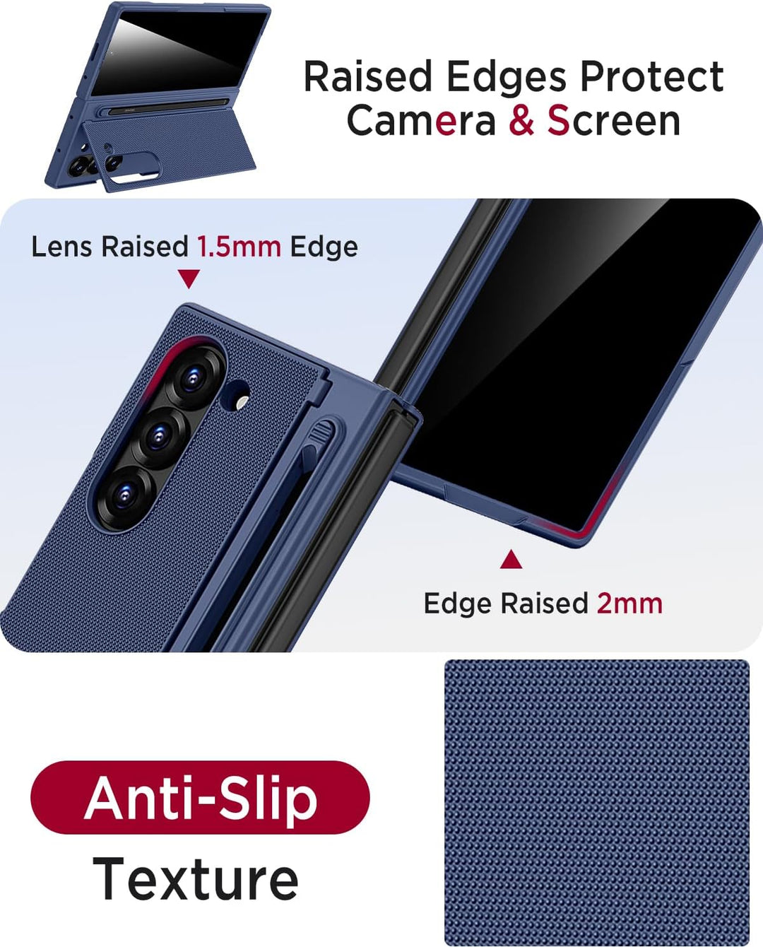 Miimall Kompatibel mit Samsung Galaxy Z Fold 5 Hülle mit S-Pen & Stifthalter, [Anti-SPY Displayschut