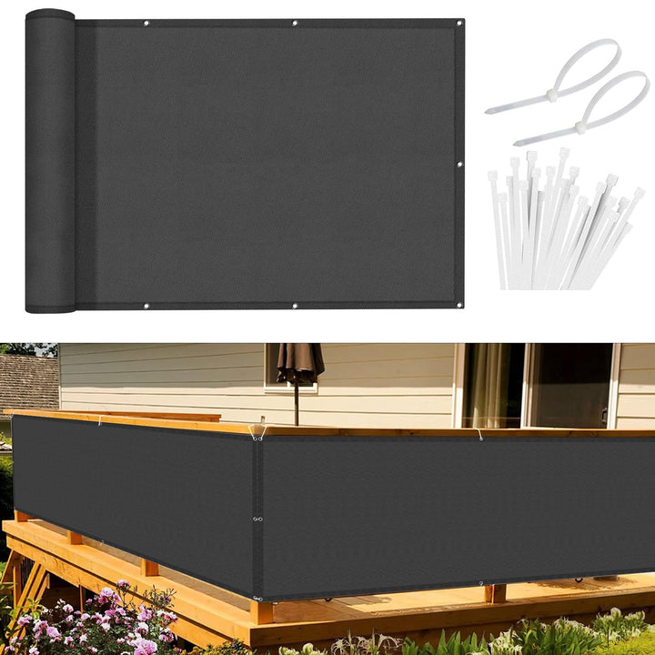 Sunnylaxx Balkon Sichtschutz 100x400cm, Anthrazit Balkonverkleidung Balkonabdeckung Balkonbespannung