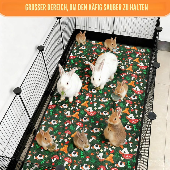 2er Set Wiederverwendbare Kleintier-Unterlagen 138x69cm - Saugfähige & wasserdichte Käfigmatten für