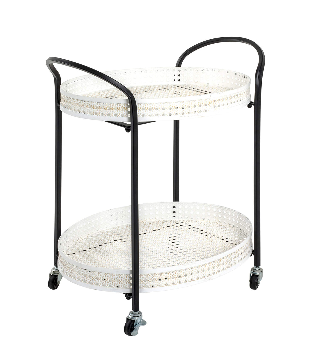 HAKU Möbel Servierwagen, Metall, schwarz-creme, B 60 x T 40 x H 70 cm 60 x 40 x 70 cm, 60 x 40 x 70