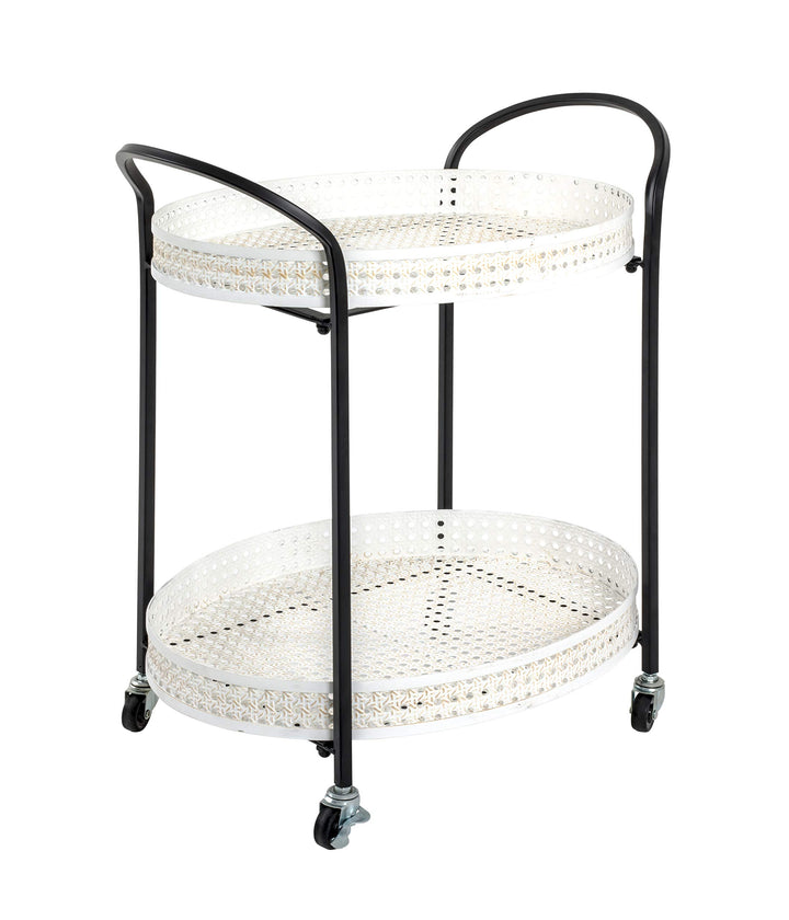 HAKU Möbel Servierwagen, Metall, schwarz-creme, B 60 x T 40 x H 70 cm 60 x 40 x 70 cm, 60 x 40 x 70