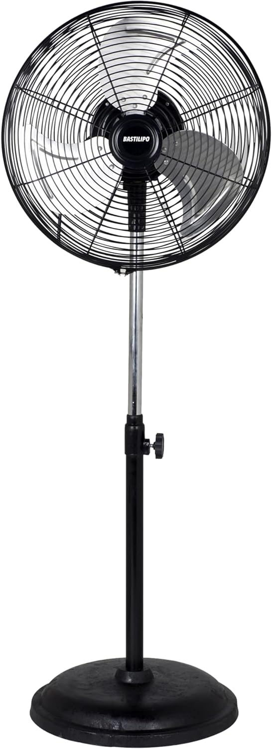 Bastilipo – 45 cm Industrie-Standventilator, 3 Geschwindigkeiten, oszillierender Kopf, 90 W, Schwarz