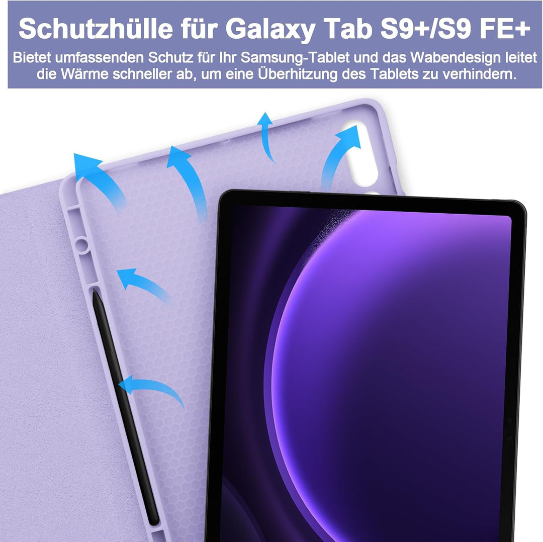 Bettdow für Samsung Galaxy Tab S10+/S10 Plus Tastatur Hülle, QWERTZ Layout Abnehmbarer Beleuchtete T