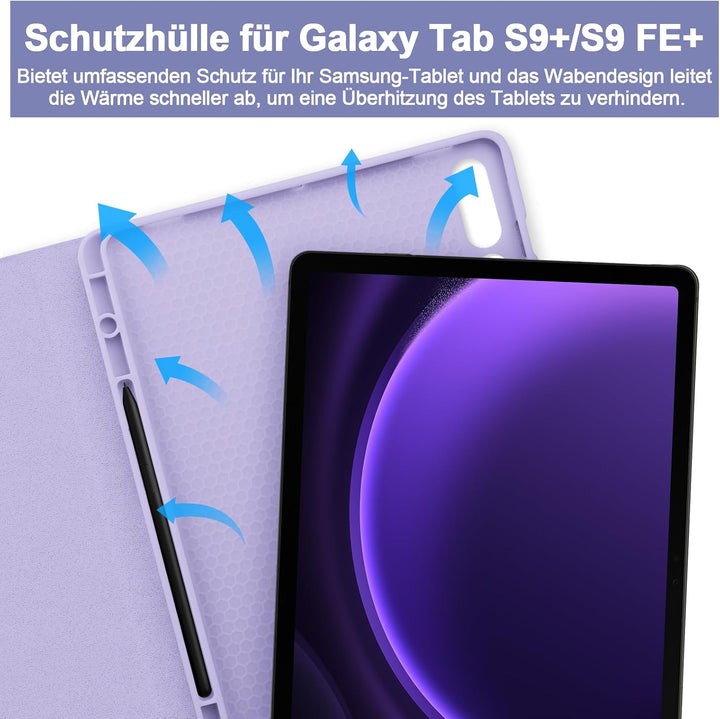 Bettdow für Samsung Galaxy Tab S10+/S10 Plus Tastatur Hülle, QWERTZ Layout Abnehmbarer Beleuchtete T