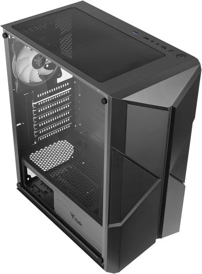 iTek XO Gaming-PC-Gehäuse Middle Tower ATX, 2 x 12 cm ARGB Lüfter im Lieferumfang enthalten, 2 x USB