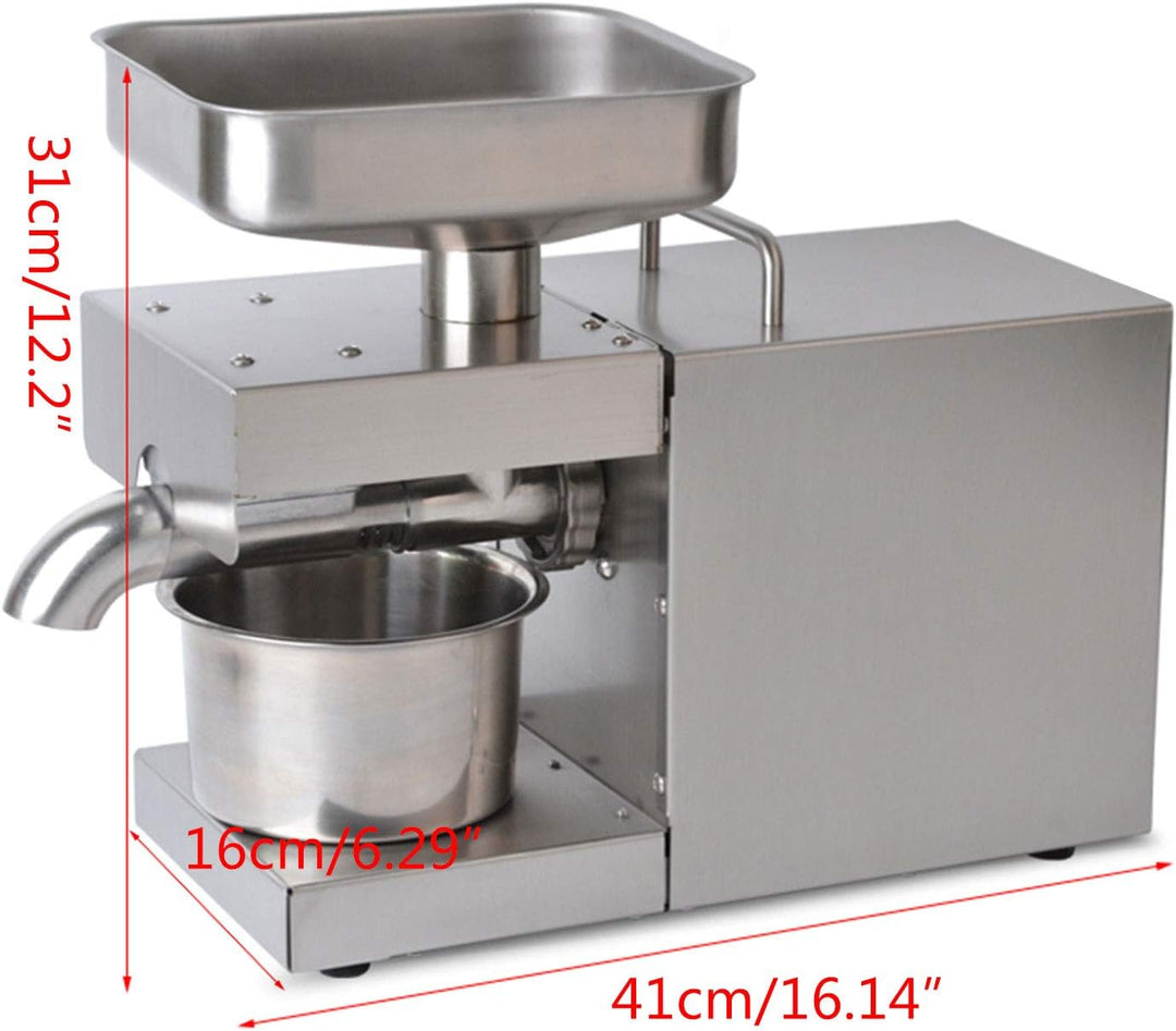 Ölpresse, Elektrische Ölpresse aus Edelstahl, Automatische Ölpresse, 600W, geeignet für die meisten