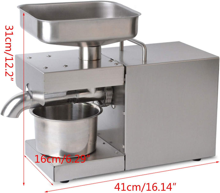WooDerson 600W Elektrische Ölpresse, Ölmühle Maschine Aus 304 Edelstahl, 41x16x31cm Heisse Und Kalte