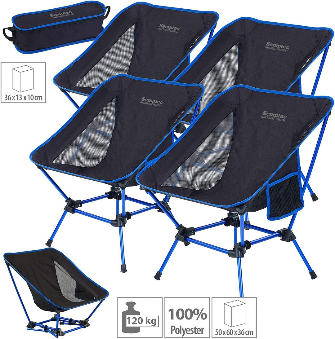 Semptec Urban Survival Technology Stuhl: 4er-Set klappbarer Campingstuhl, 2 Sitzhöhen, extra-leicht,