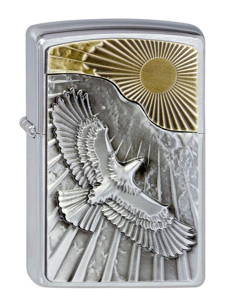 Zippo Feuerzeug 2003192 Eagle Sun-Fly Emblem Benzinfeuerzeug, Messing, Eagle Sun-Fly
