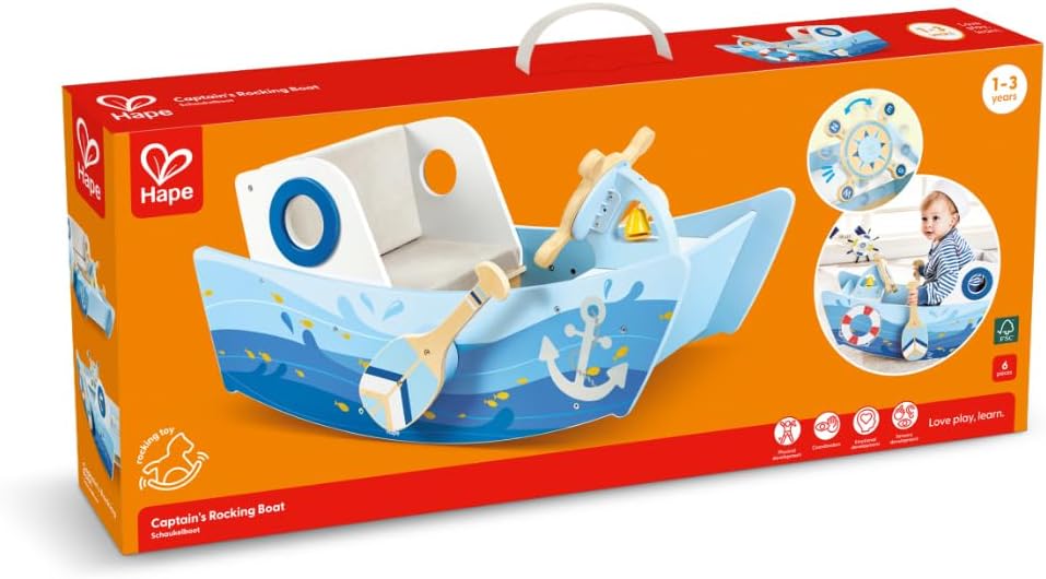 Hape Schaukelboot, fördert Balance und Motorik, mit funktionalen Ruderpaddeln und gepolstertem Sitz,