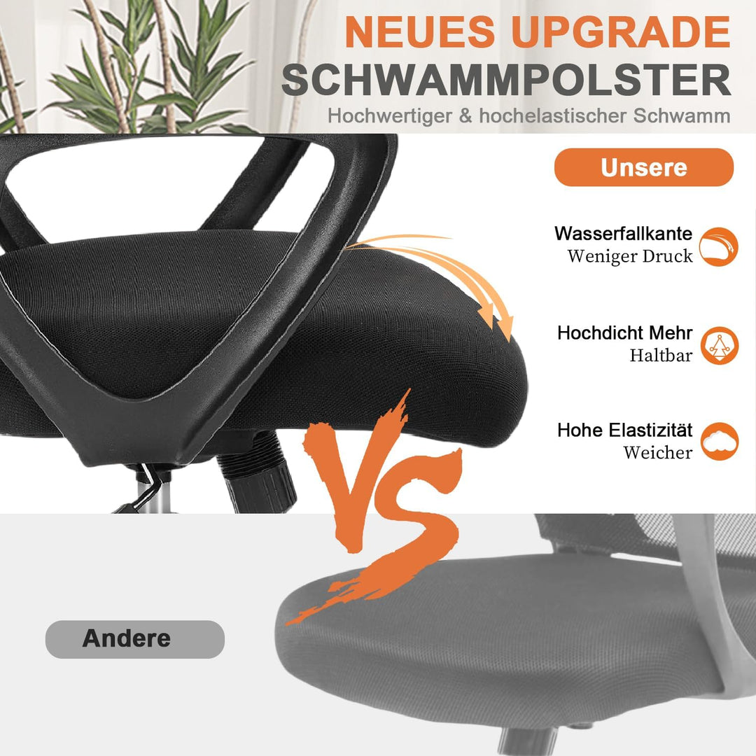 DUMOS Bürostuhl Ergonomisch Schreibtischstuhl mit Lendenwirbelstütze Verstellbaren Armlehnen Drehstu