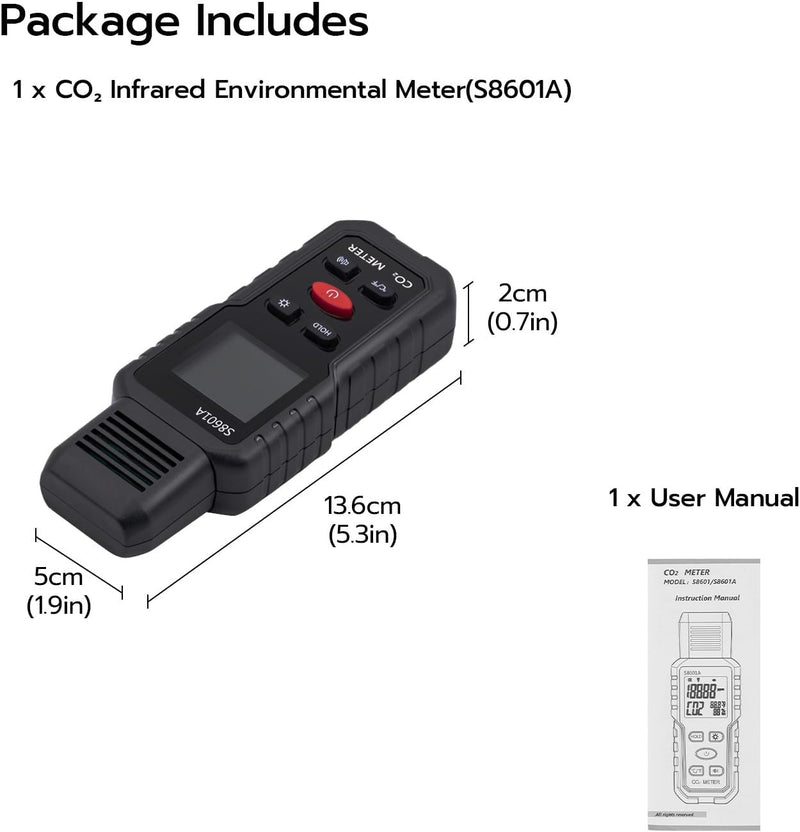 Mcbazel 3-in-1 Luftqualitätsmonitor, CO2-Detektor, Temperatur- und Feuchtigkeitsmesser, CO₂-Infrarot