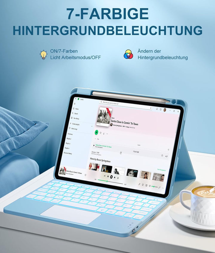 Vobafe Hülle mit Tastatur für iPad Air 11 Zoll M4 M3 M2 (2026/2025/2024), iPad Air 5. 4. Generation