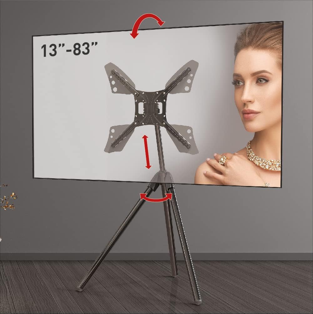 Barkan 13-83 Zoll Neigbare & Höhenverstellbar TV Bodenständer im Staffelei Design, hält bis 50Kg, 5