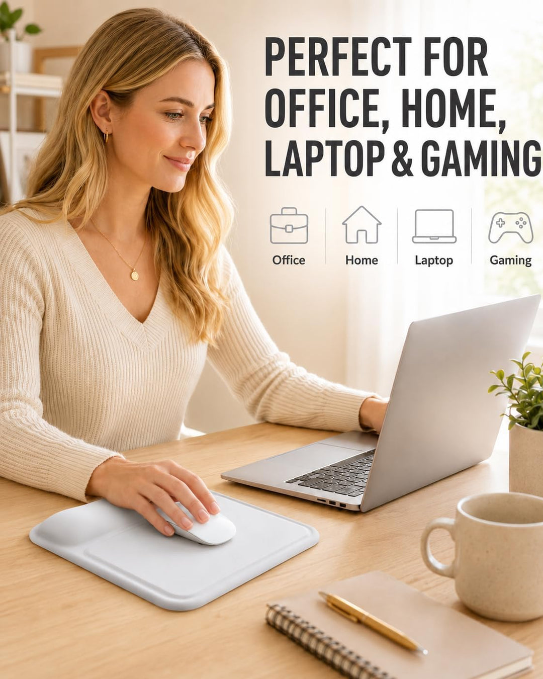 Mauspad mit gelkissen Handgelenkauflage,mousepad ergonomisch Vertieftes Anti-Druck Design, Rutschfes