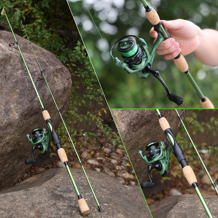 Sougayilang Angelrute Reel Combos, Graphit 2Pc Rohlinge Angelrute mit Casting & Spinnrolle, Edelstah