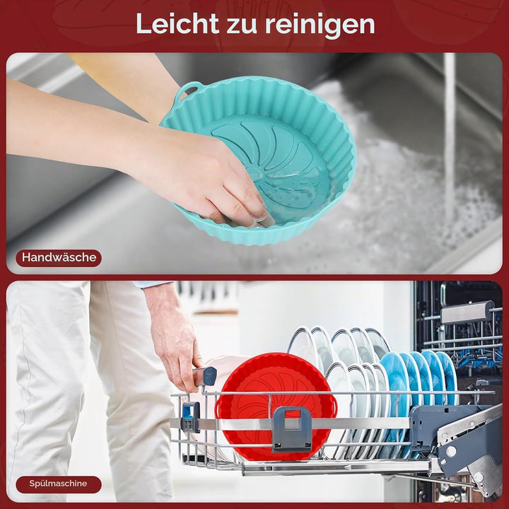 Alyvisun Silikonform für Heissluftfritteuse, 3 Stück Air Fryer Silikonmatte Wiederverwendbar Silikon