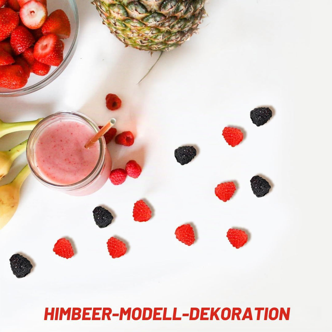 IMIKEYA 40 Stück Künstliche Himbeeren Deko Obst Lebensecht Plastik Himbeeren Rot Schwarz Realistisch