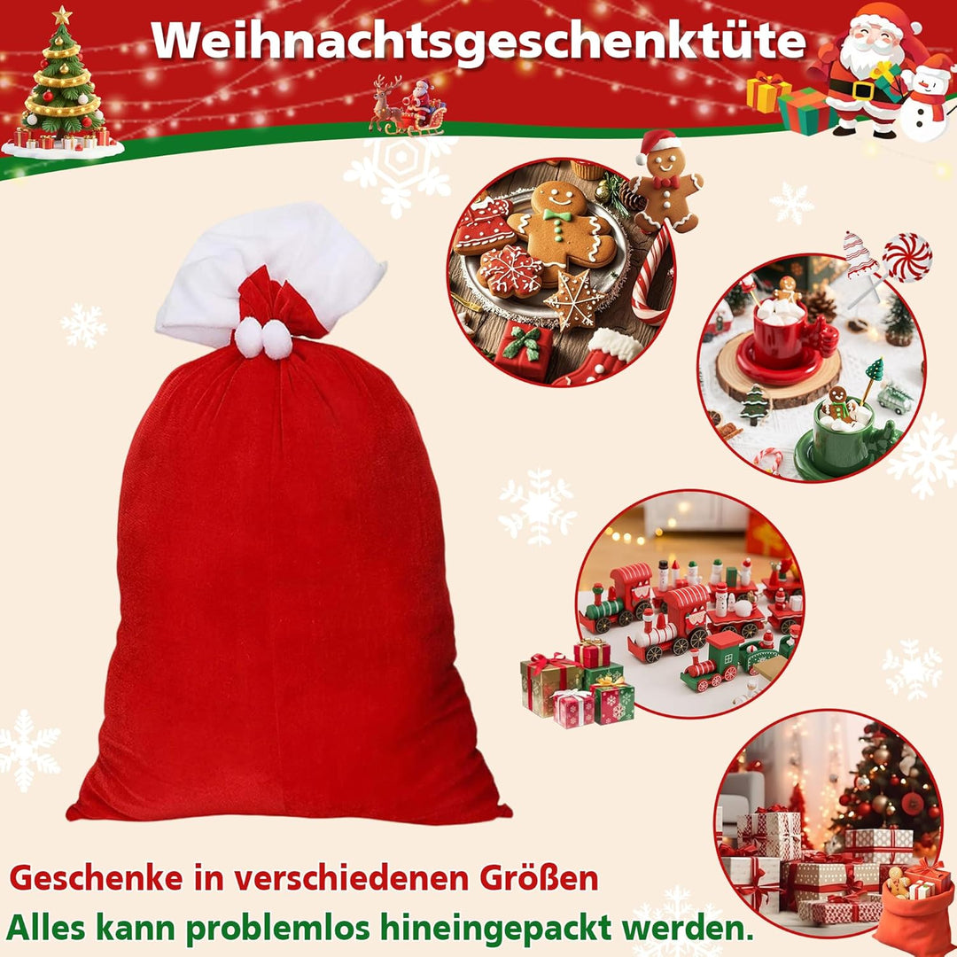 Weihnachtssack Nikolaussack Gross, Weihnachtsmann Sack Gross Geschenkesack Weihnachten（Rot und Weiss