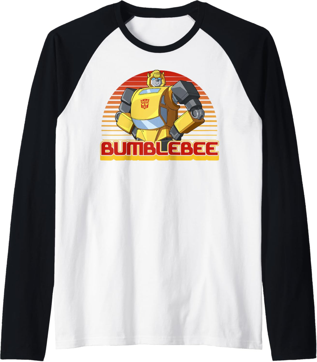Transformers Bumblebee Retro Stripes Vintage Portrait Raglan