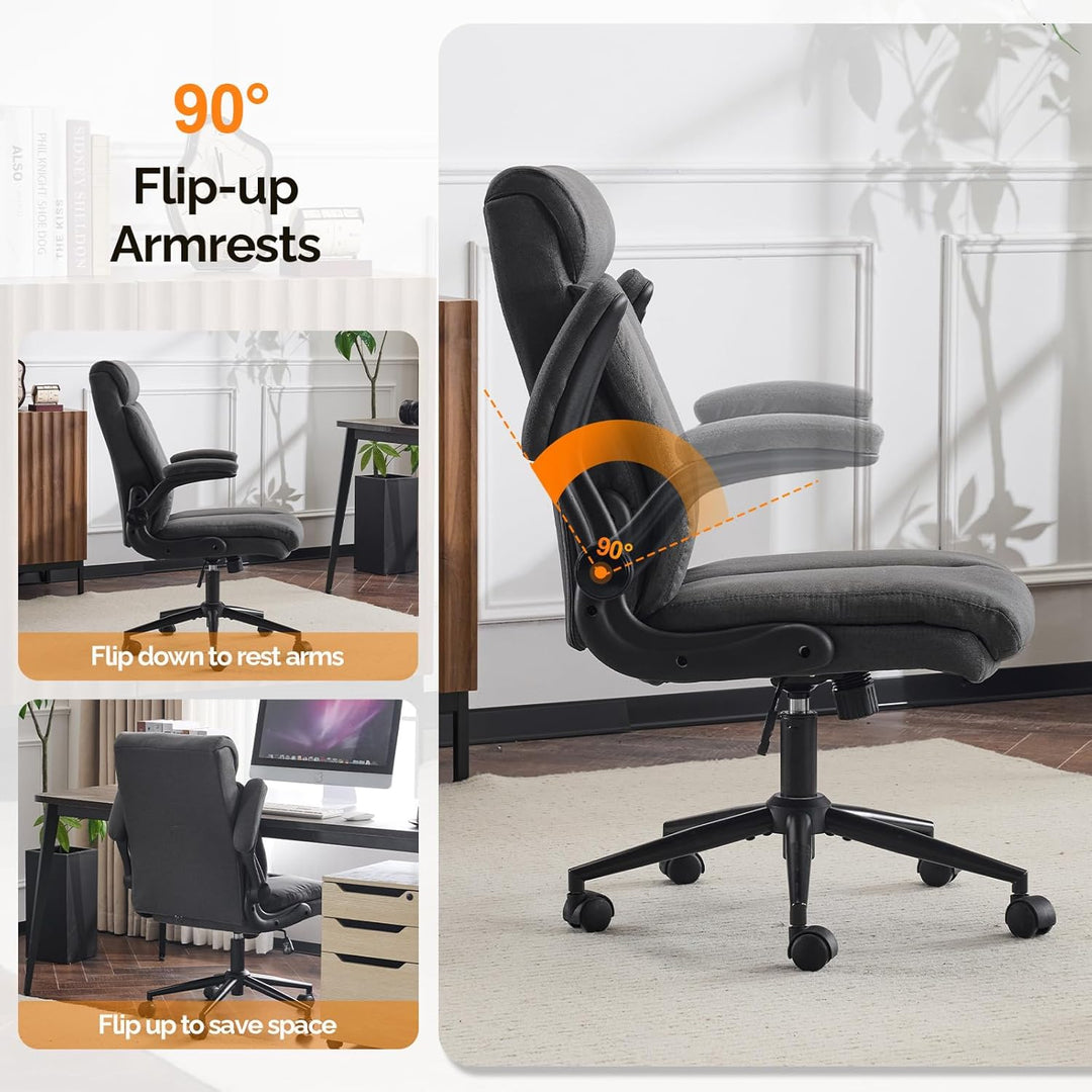 Bonnlo Ergonomischer Bürostuhl, Schreibtischstuhl mit hochklappbarer Armlehne, Computerstuhl, Drehst