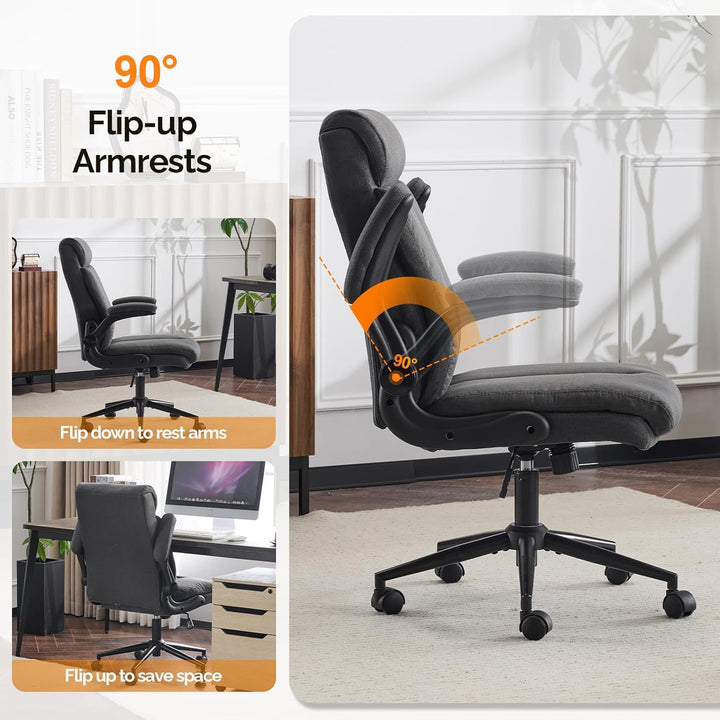 Bonnlo Ergonomischer Bürostuhl, Schreibtischstuhl mit hochklappbarer Armlehne, Computerstuhl, Drehst