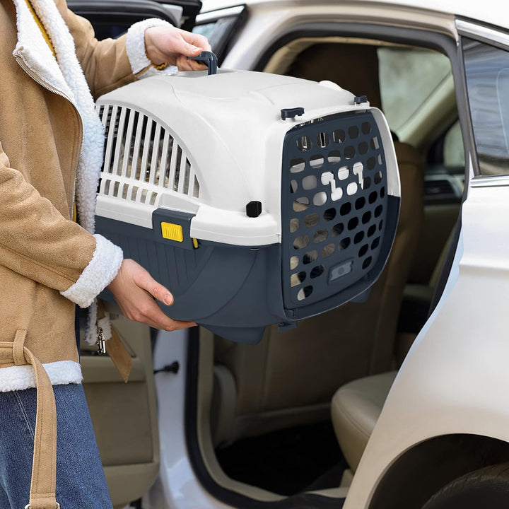 Aufun Transportbox für Haustiere für kleine Hunde und Katzen aus Kunststoff, 61 x 37 x 37 cm Tiertra