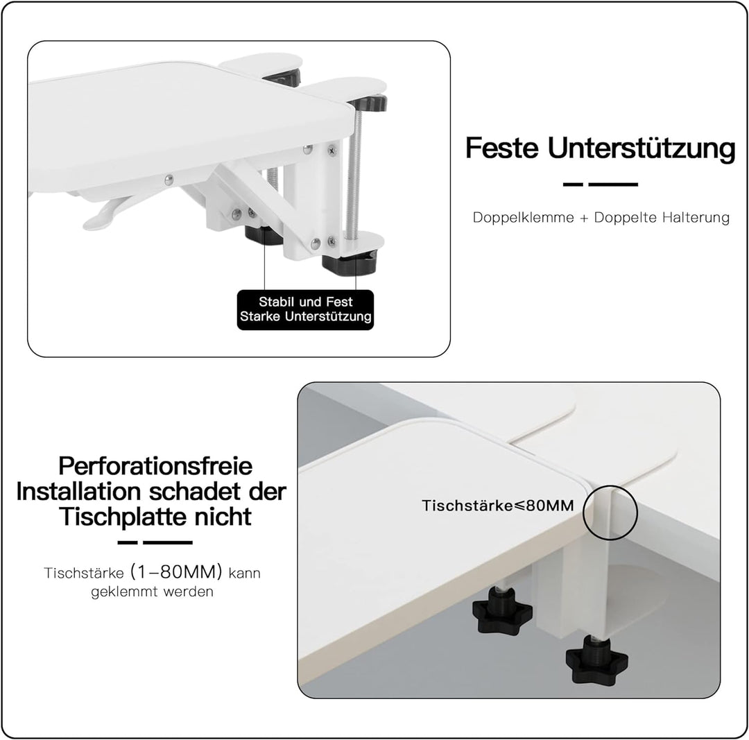 aleawol Ergonomische Armauflage Schreibtisch Extender 30 x 17cm Computer Armlehne 90° Faltbare Handg