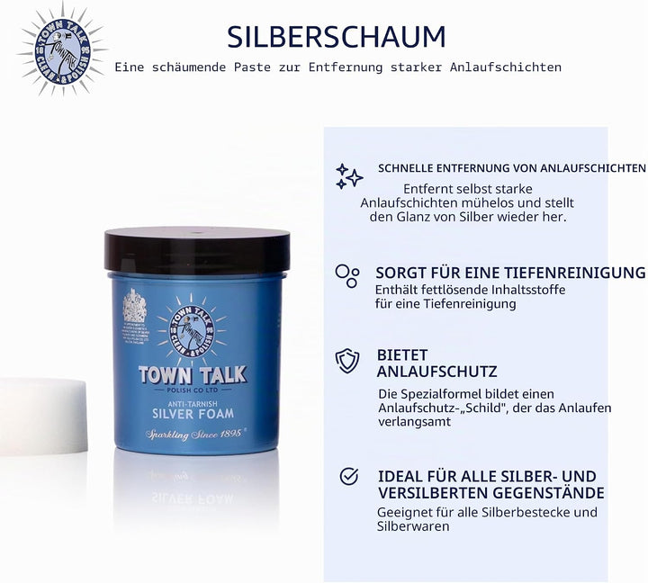 Town Talk - Silver Foam - Silberpflege-Paste- für strahlenden Silberglanz - 275gr.
