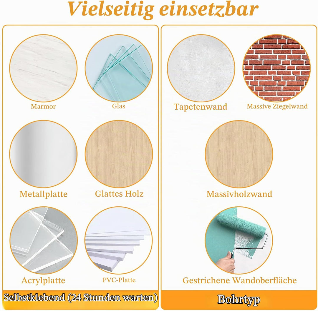 Mooche Handtuchhalter Ohne Bohren 304 Edelstahl Handtuchstange Schwarz 40CM, 40CM