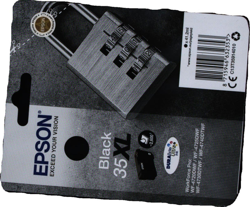 Epson Original 35XL Tinte Schloss (WF-4720DWF, WF-4725DWF, WF-4730DTWF, WF-4740DTWF), schwarz schwar