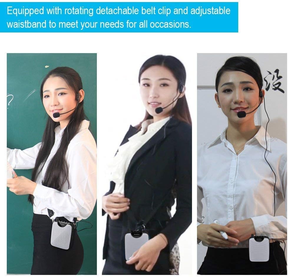 SHIDU Sprachverstärker mit Mikrofon Headset, Mini Stimmverstärker tragbare Pa Lautsprecher System wi