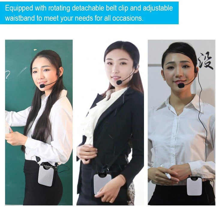SHIDU Sprachverstärker mit Mikrofon Headset, Mini Stimmverstärker tragbare Pa Lautsprecher System wi