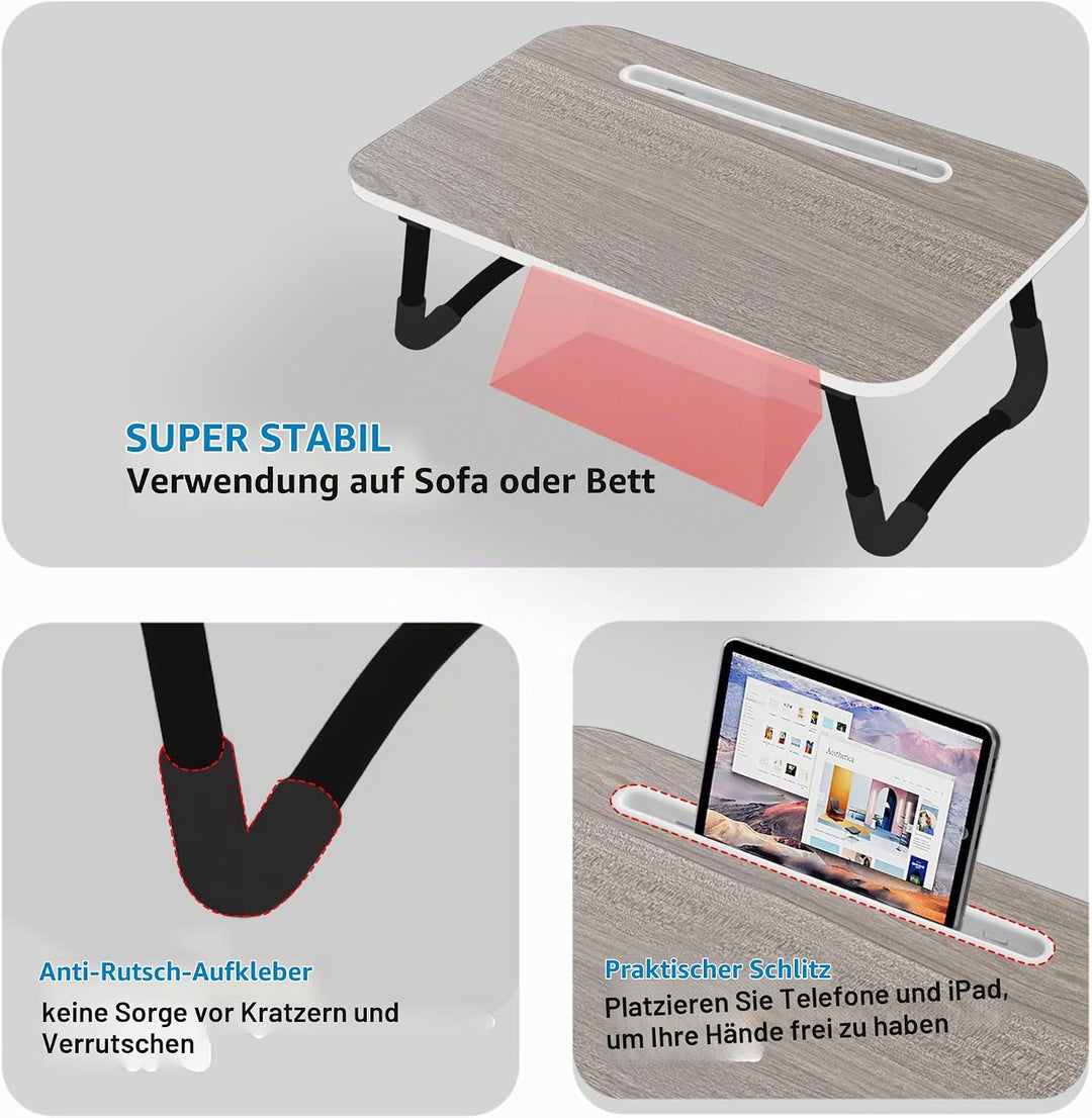 Small Laptop Bett Tisch - Laptoptisch 48 x 30 cm als Frühstückstablett, zum Essen, Lesen, Schreiben,