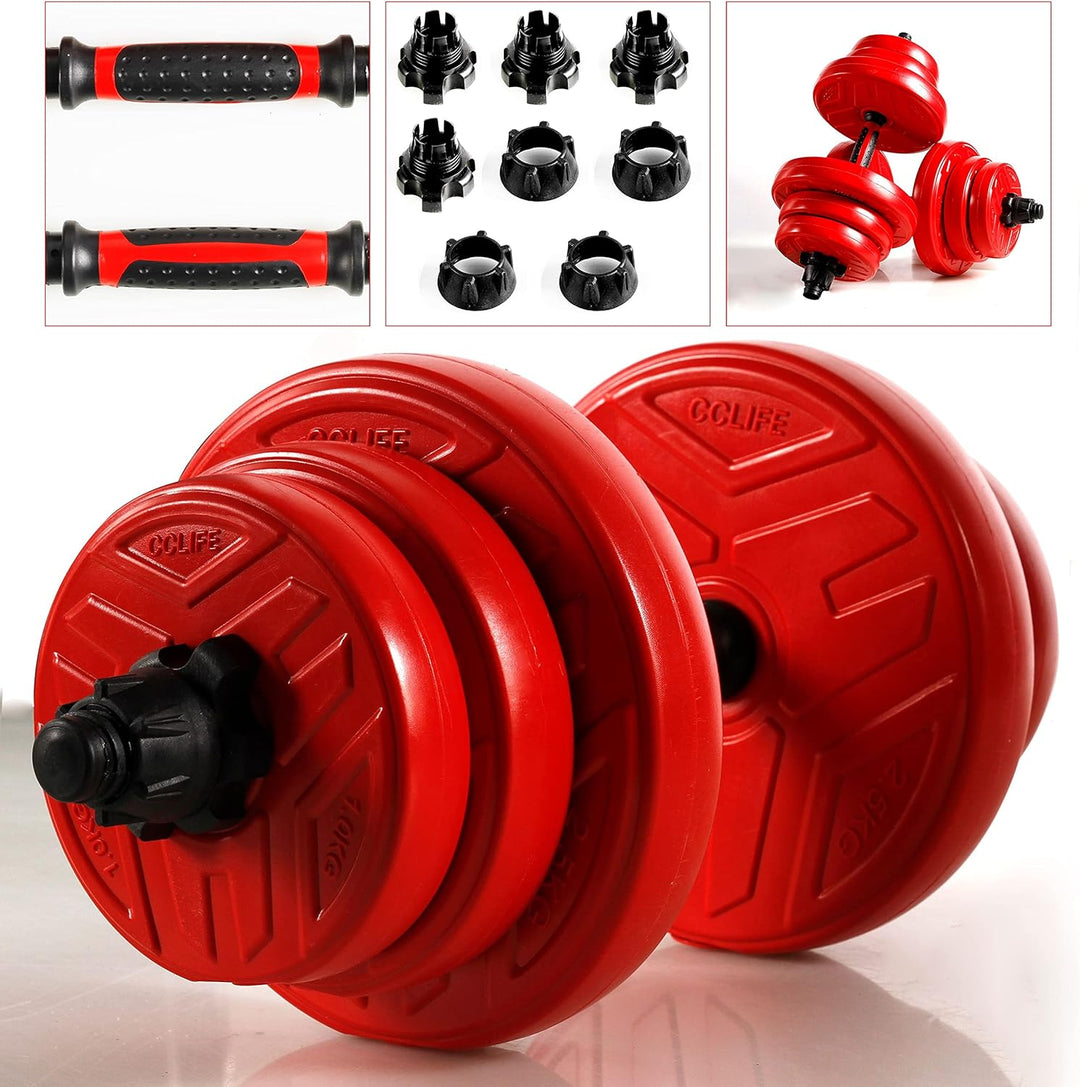 CCLIFE 2in1 Hanteln Set 2er Kurzhanteln Langhanteln verstellbar 20 30 40kg Hantelset professionell D