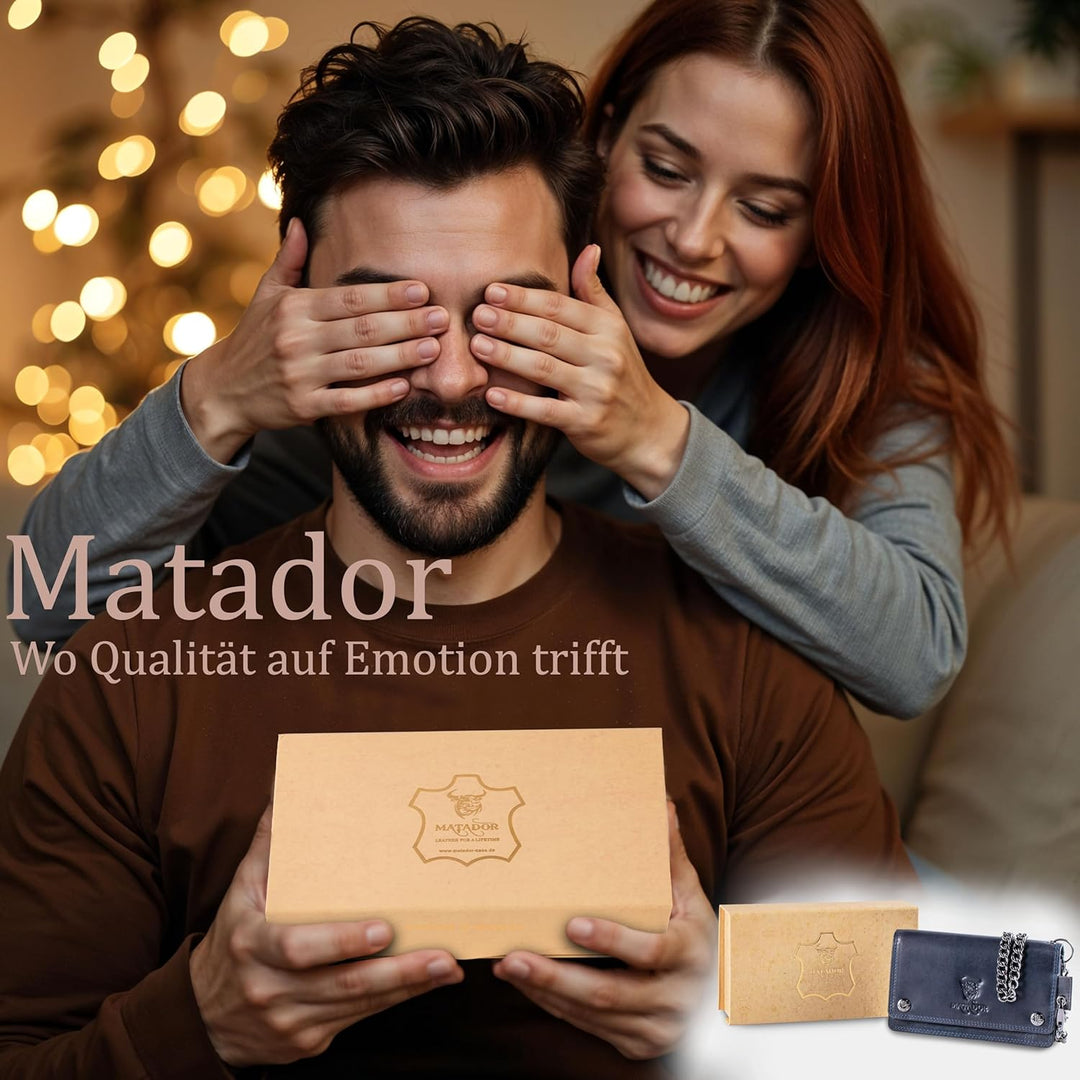 MATADOR Biker Geldbörse mit Kette Leder #Dallas mit edler Geschenkbox, Eleganter Geldbeutel mit Kett